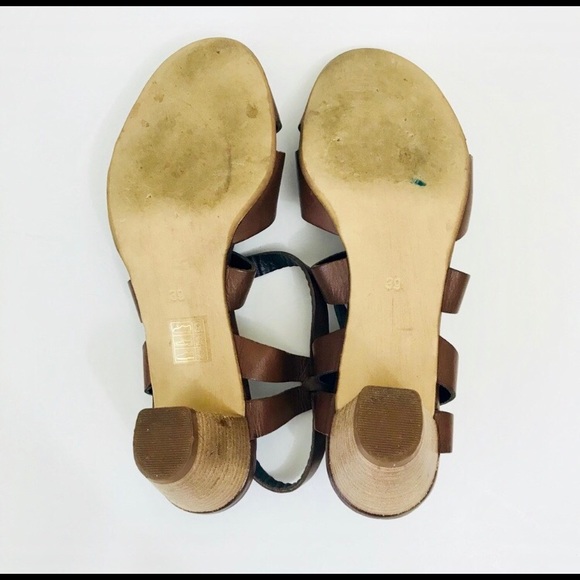 SOLD🚫Chocolate Ital Leather Block Heel Sandal - Picture 7 of 7